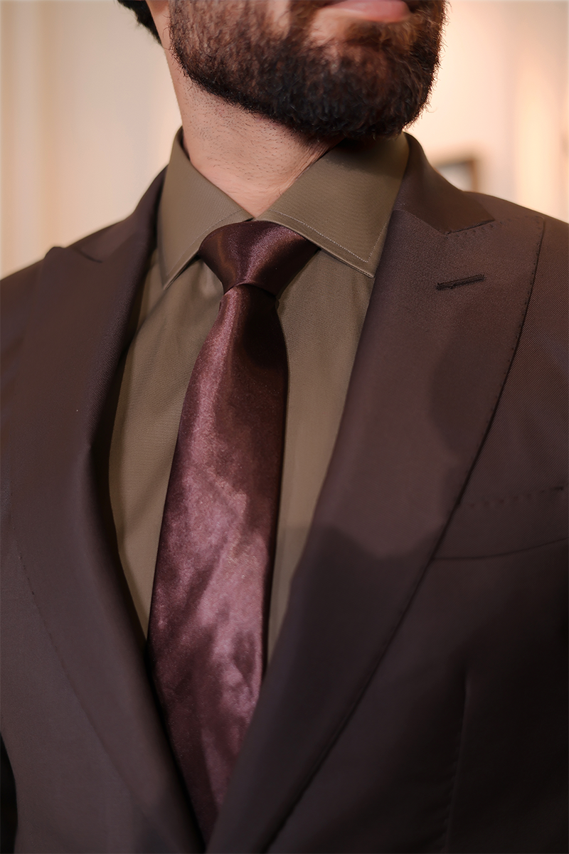 Chocolate Brown Suiting Fabric Two-Piece Groom Suit (2-Piece) - Image 4