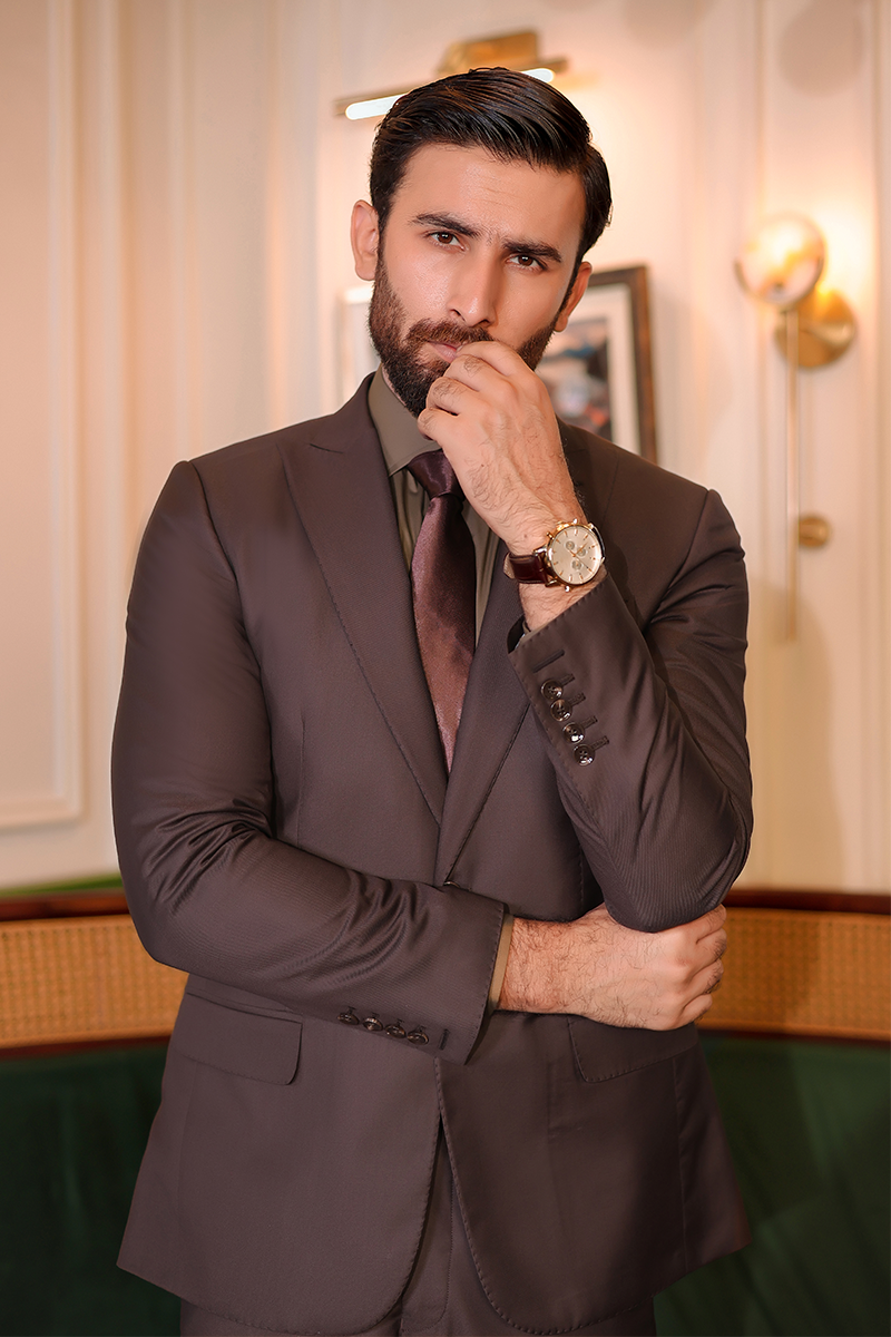 Chocolate Brown Suiting Fabric Groom Valima Suit (2-Piece) - Image 2