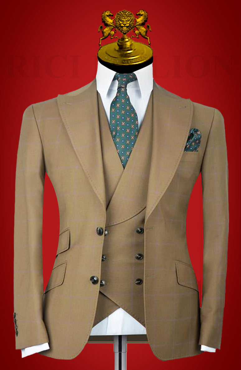 Brown Tropical Worsted Wool Three-Piece Suit (3-Piece) - Image 1