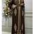 Brown Zari & Bead Embroidered Georgette Kaftan (1-Pc) - Image 4
