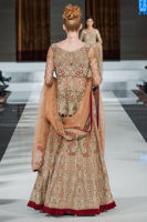 Brown Embroidered Net & Velvet Peplum Lehenga (3-Piece) - Image 3