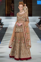 Brown Embroidered Net & Velvet Peplum Lehenga (3-Piece) - Image 4