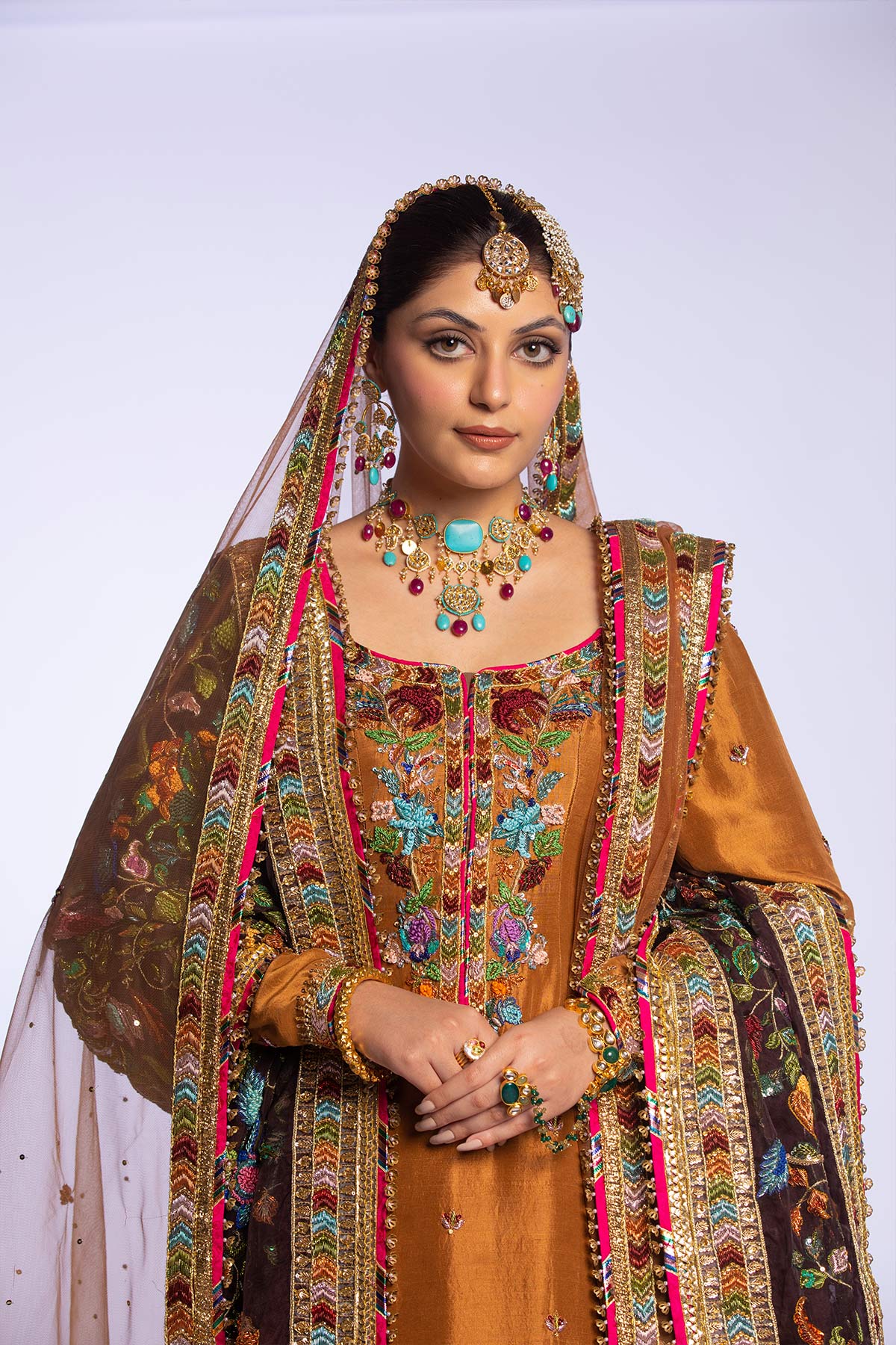 Deep Brown Zardozi Raw Silk Lehenga (3-Piece) - Image 10