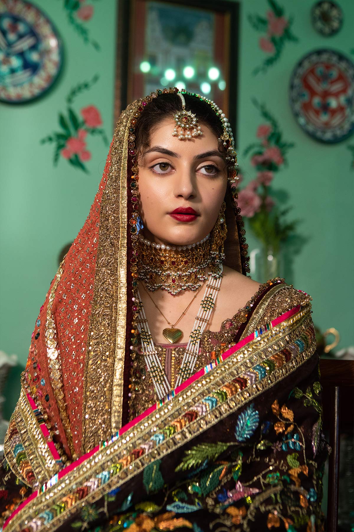 Deep Brown Zardozi Raw Silk Lehenga (3-Piece) - Image 11