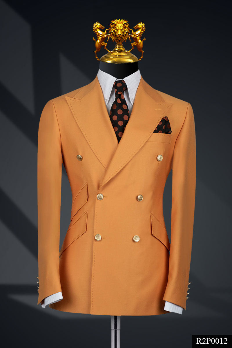 Rust Double-Breasted Suiting Fabric Two-Piece (2-Piece) - Image 1