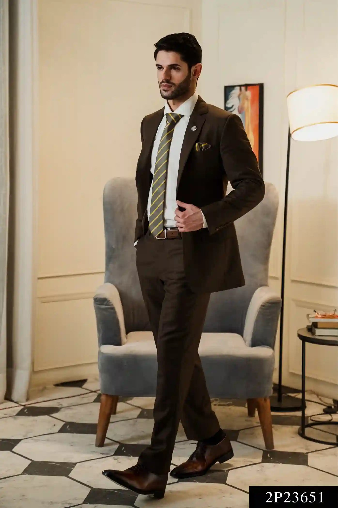 Brown Wool-Blend Two-Piece Suit (Jacket and Trousers) - Image 1