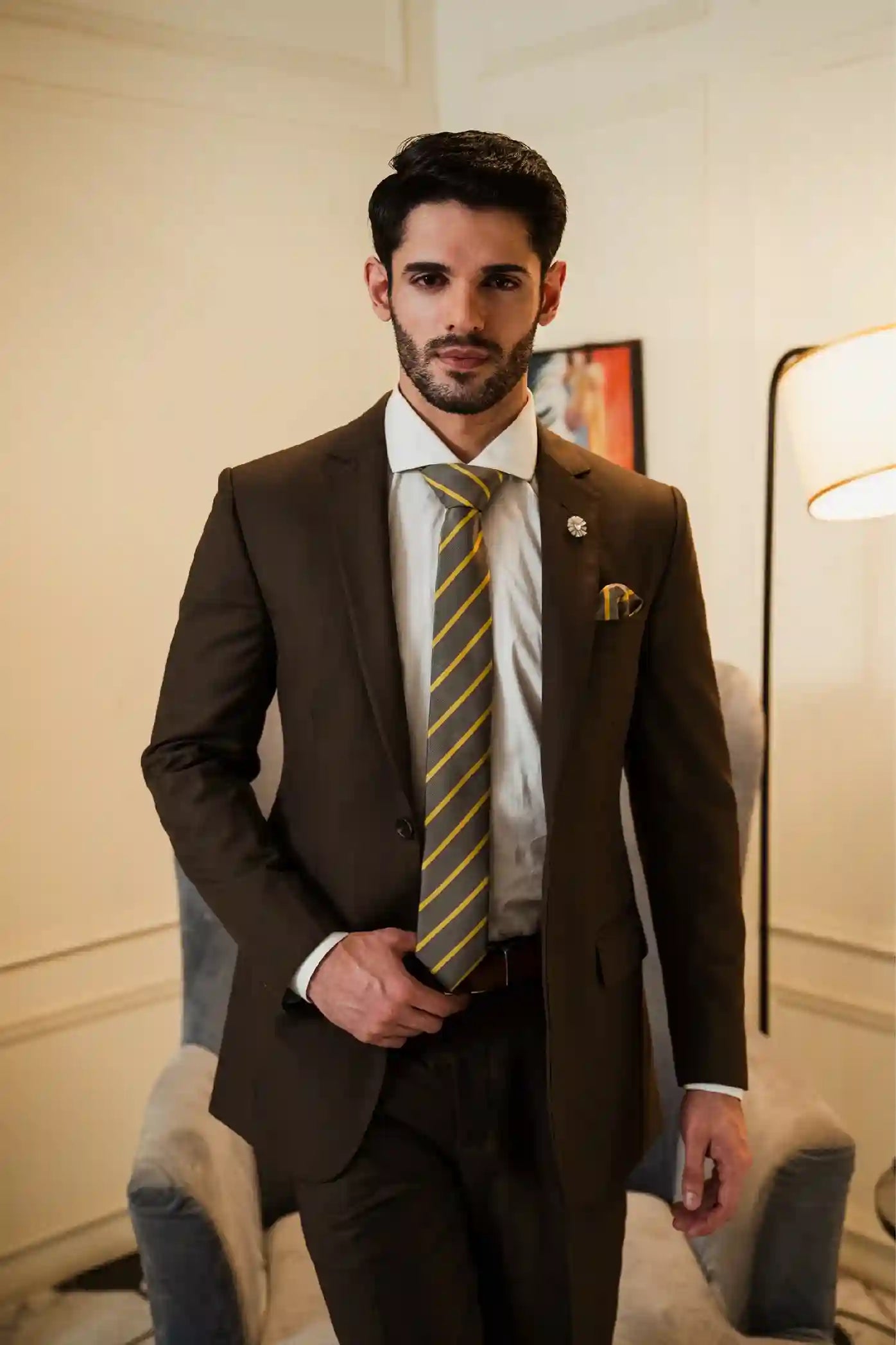 Brown Wool-Blend Two-Piece Suit (Jacket and Trousers) - Image 3