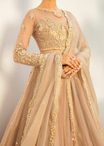 Pakistani Coffee Crystal & Pearl Net Silk Pishwas (3-Piece) - Image 4