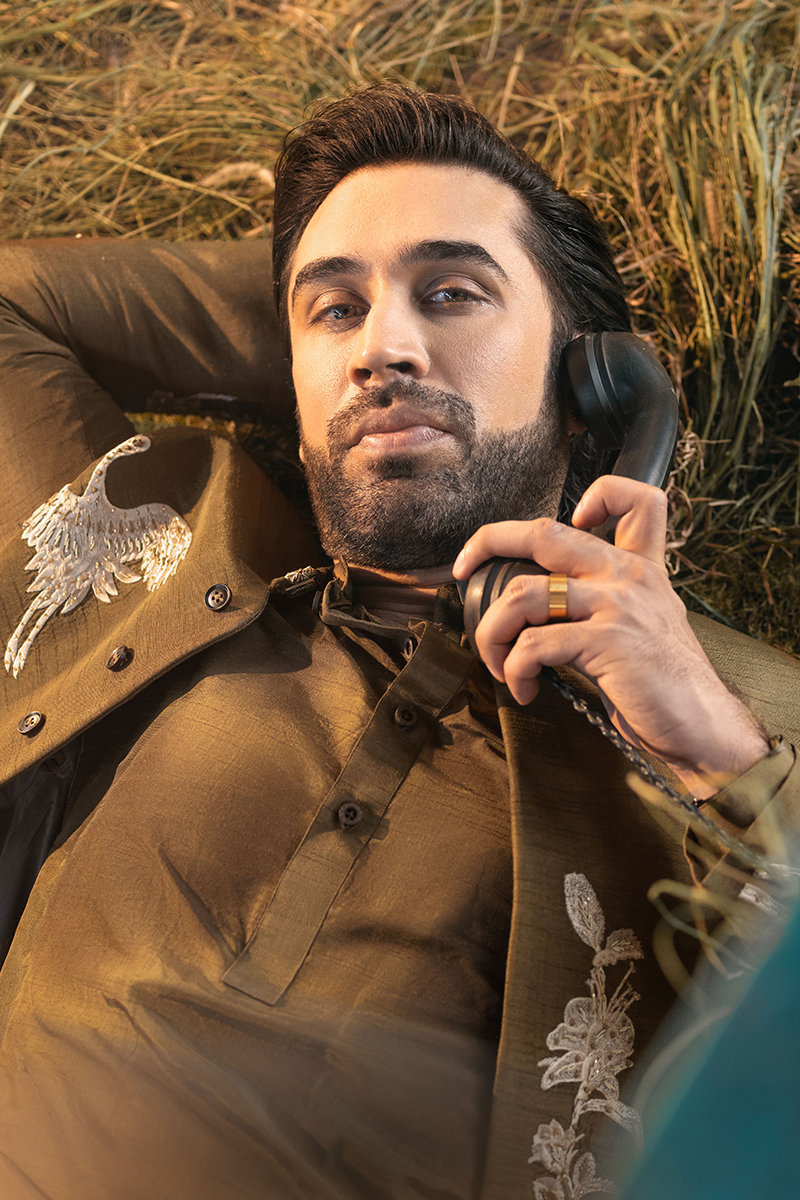 Brown Embroidered Raw Silk Prince Coat (3-Piece) - Image 7