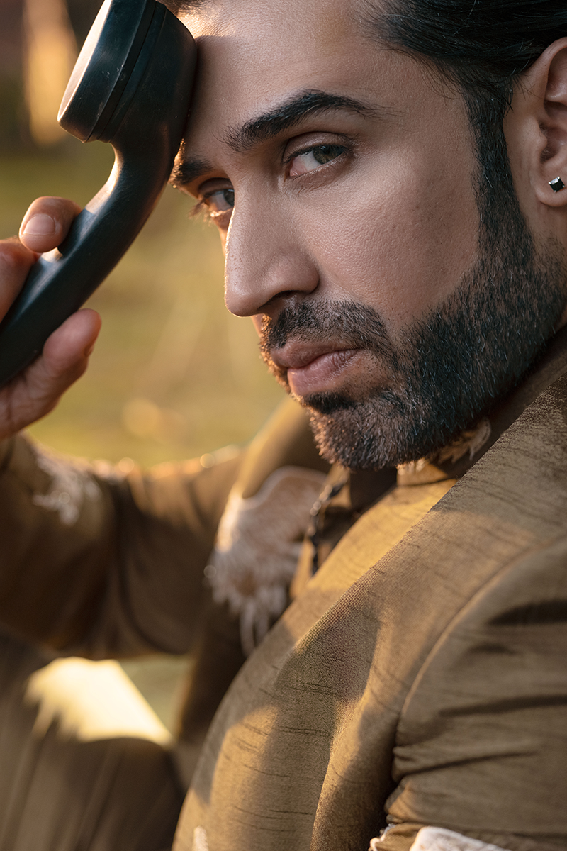 Brown Embroidered Raw Silk Prince Coat (3-Piece) - Image 9