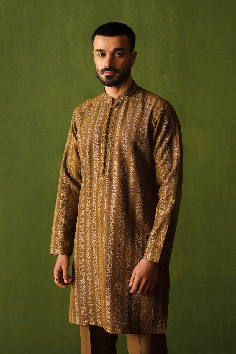 Cedar Brown Embroidered Silk-Blend Prince Coat (3-Piece) - Image 4