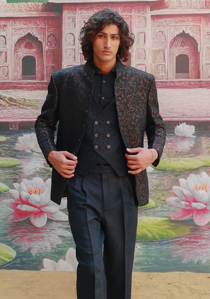 Tap Shoe Zari Karandi Jamawar Prince Coat (3-Piece) - Image 1