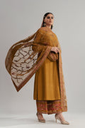 Pakistani Rust Brown Zardozi Embroidered Raw Silk Salwar Kameez (3-Piece) - Image 2