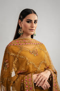 Pakistani Rust Brown Zardozi Embroidered Raw Silk Salwar Kameez (3-Piece) - Image 3