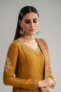 Pakistani Rust Brown Zardozi Embroidered Raw Silk Salwar Kameez (3-Piece) - Image 8