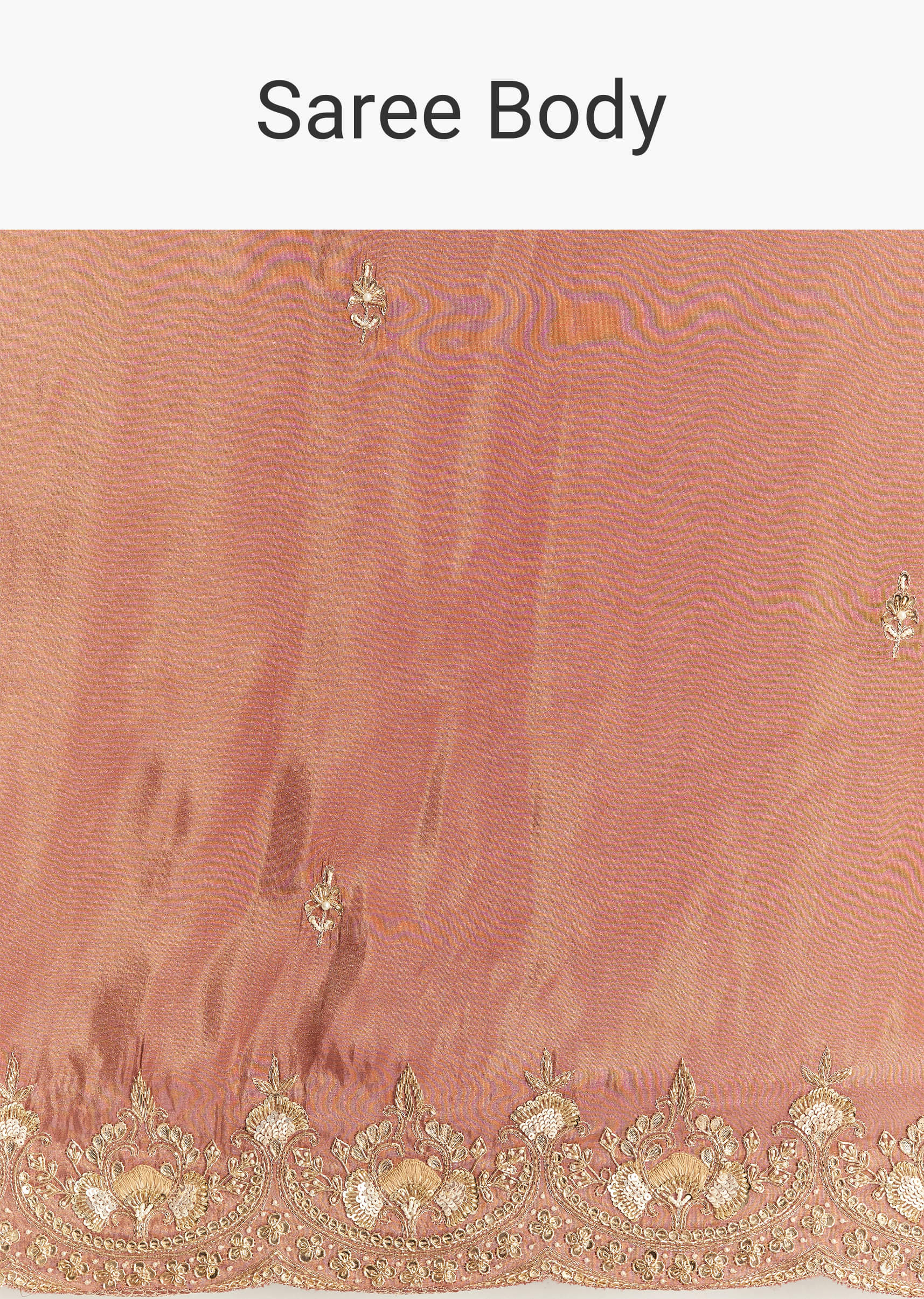 Indian Rust Embroidered Tissue Saree (2-Piece) - Image 7