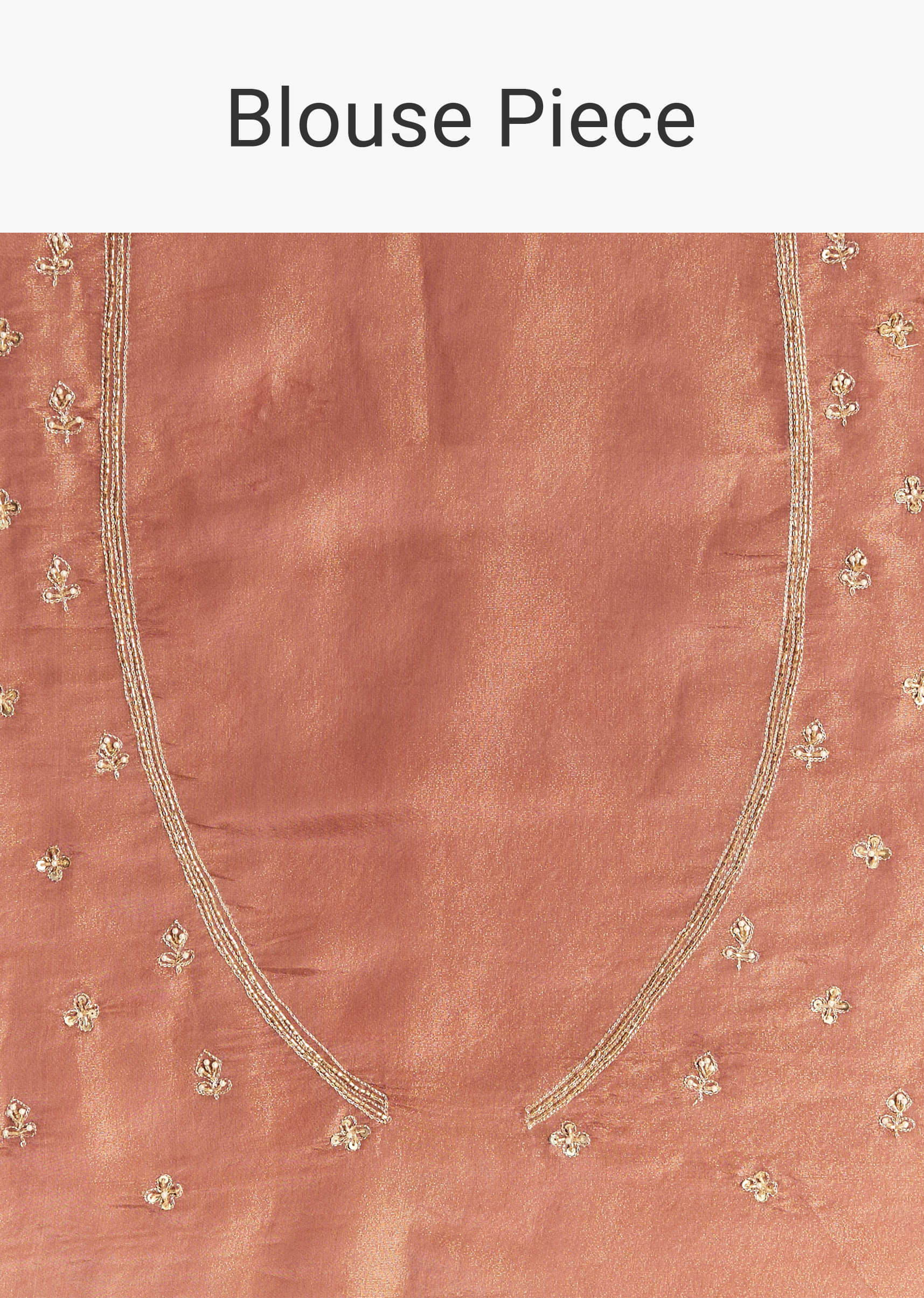 Indian Rust Embroidered Tissue Saree (2-Piece) - Image 8