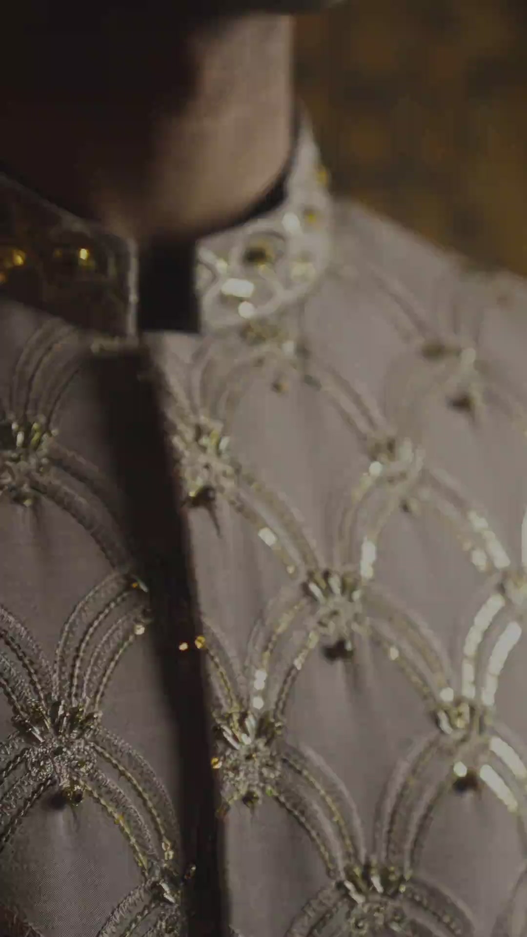 Teak Gold-Embroidered Silk-Blend Groom Sherwani (5-Piece) - Image 5