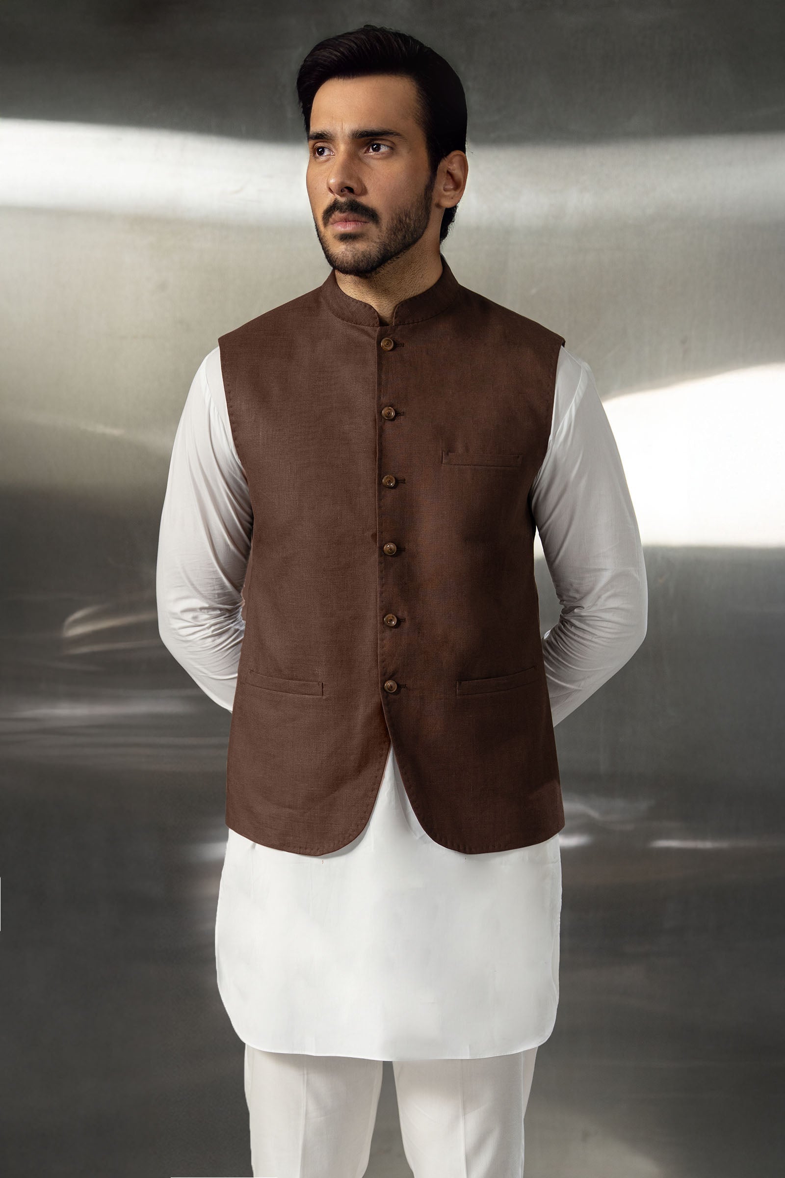 Brown Irish Linen Waistcoat (1-Pc) - Image 2
