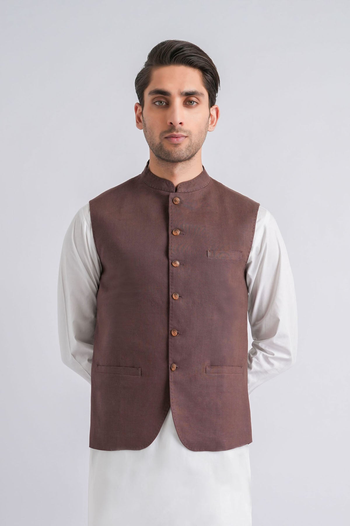 Brown Irish Linen Waistcoat (1-Pc) - Image 3