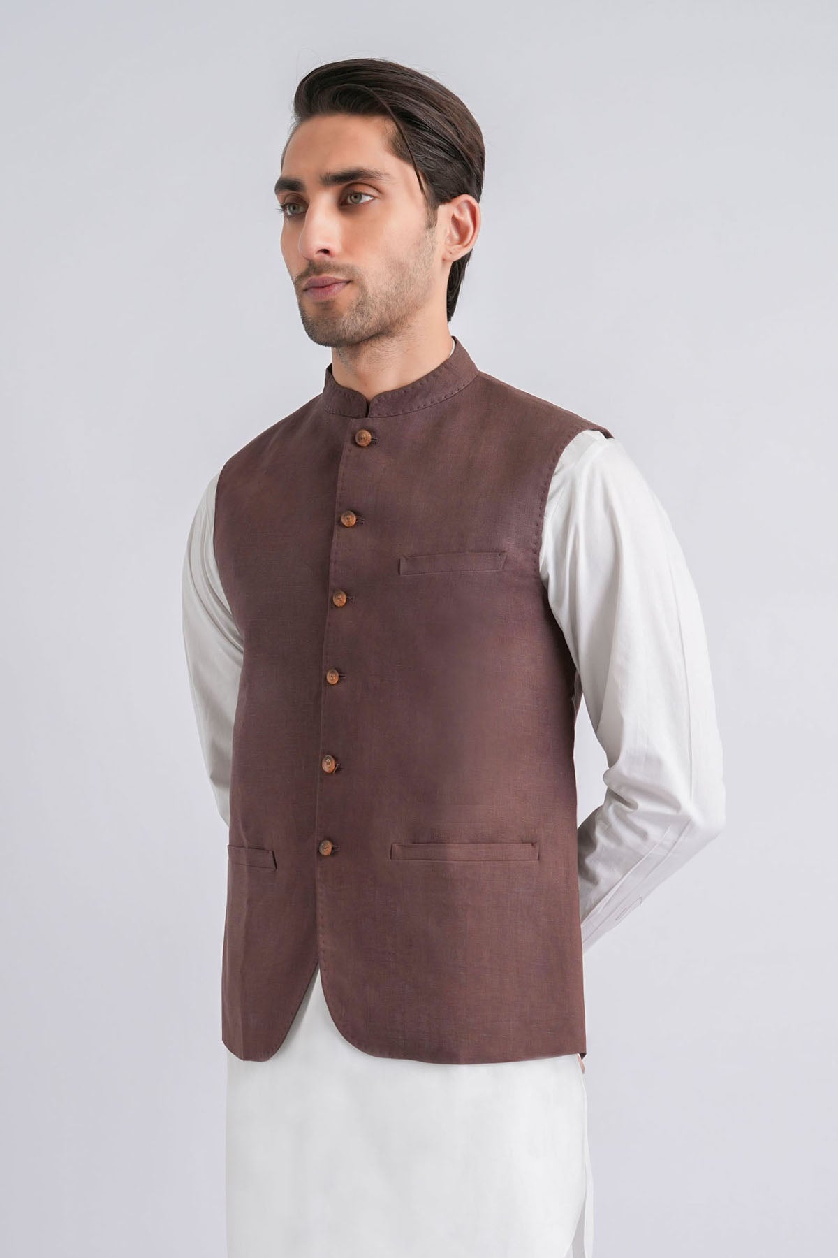 Brown Irish Linen Waistcoat (1-Pc) - Image 4