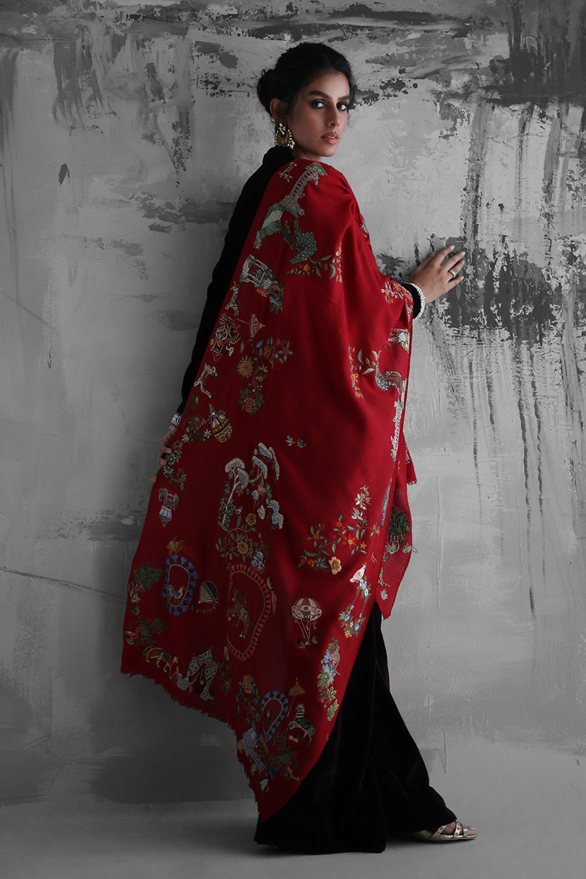 Pakistani Brown Velvet Hi-Low Jacket Set (3-Piece) - Image 1