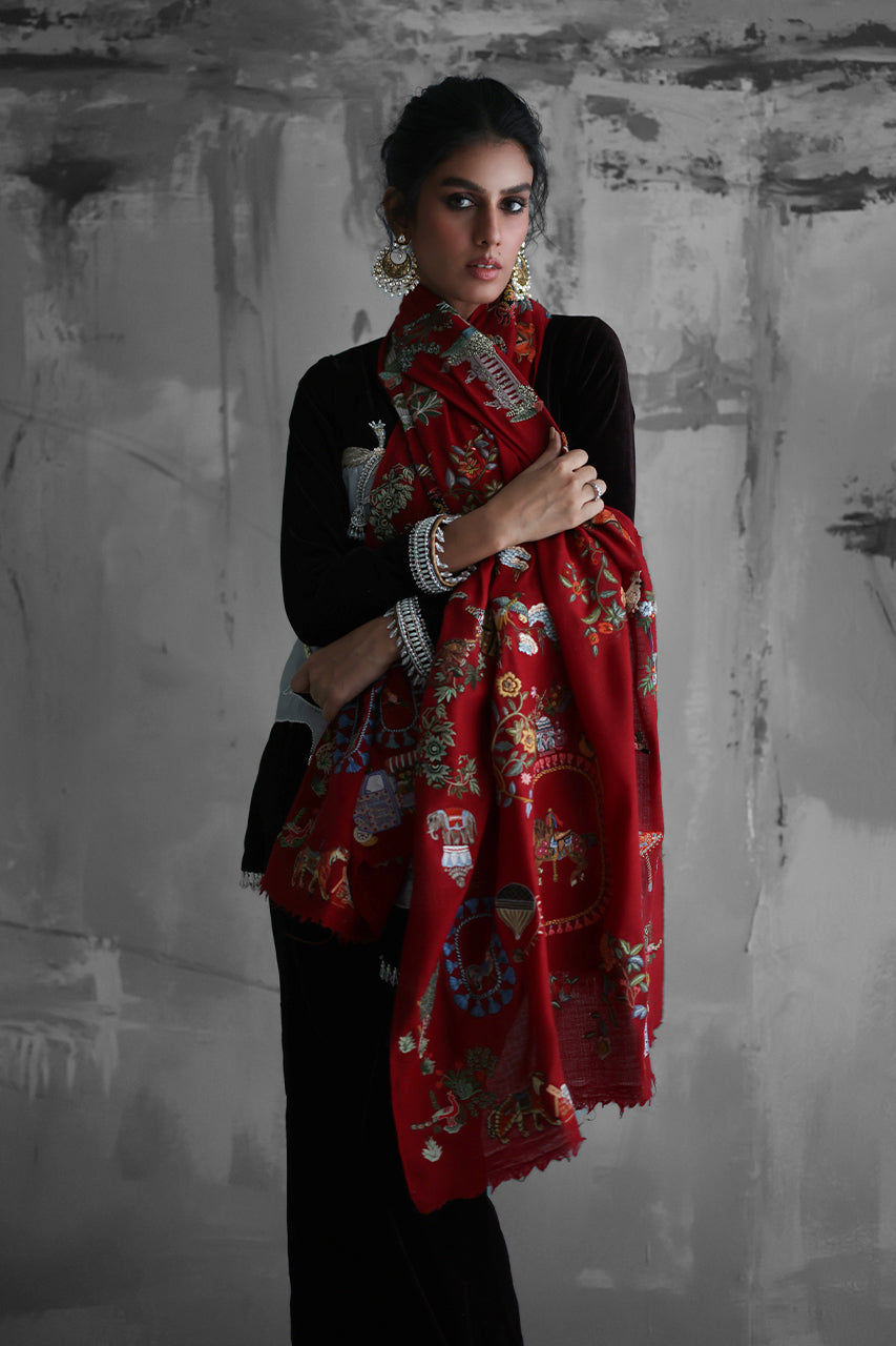 Pakistani Brown Velvet Hi-Low Jacket Set (3-Piece) - Image 10