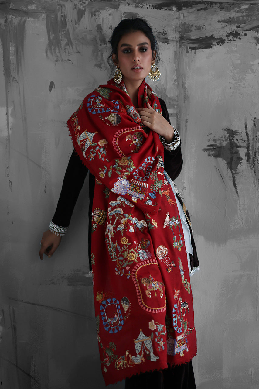 Pakistani Brown Velvet Hi-Low Jacket Set (3-Piece) - Image 3