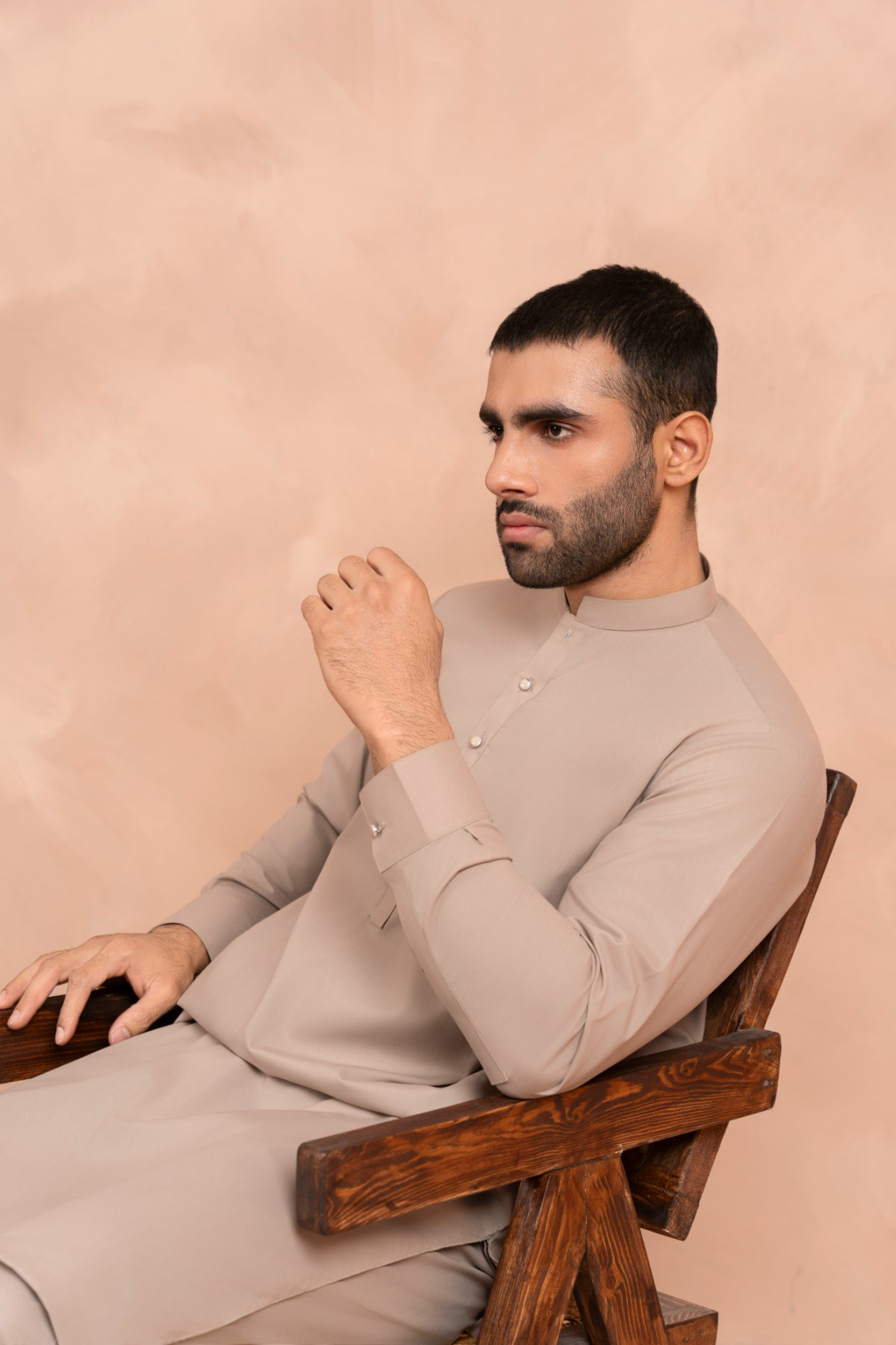 Biscotti Brown Blended Fabric Kurta Trouser (2-Piece) - Image 2