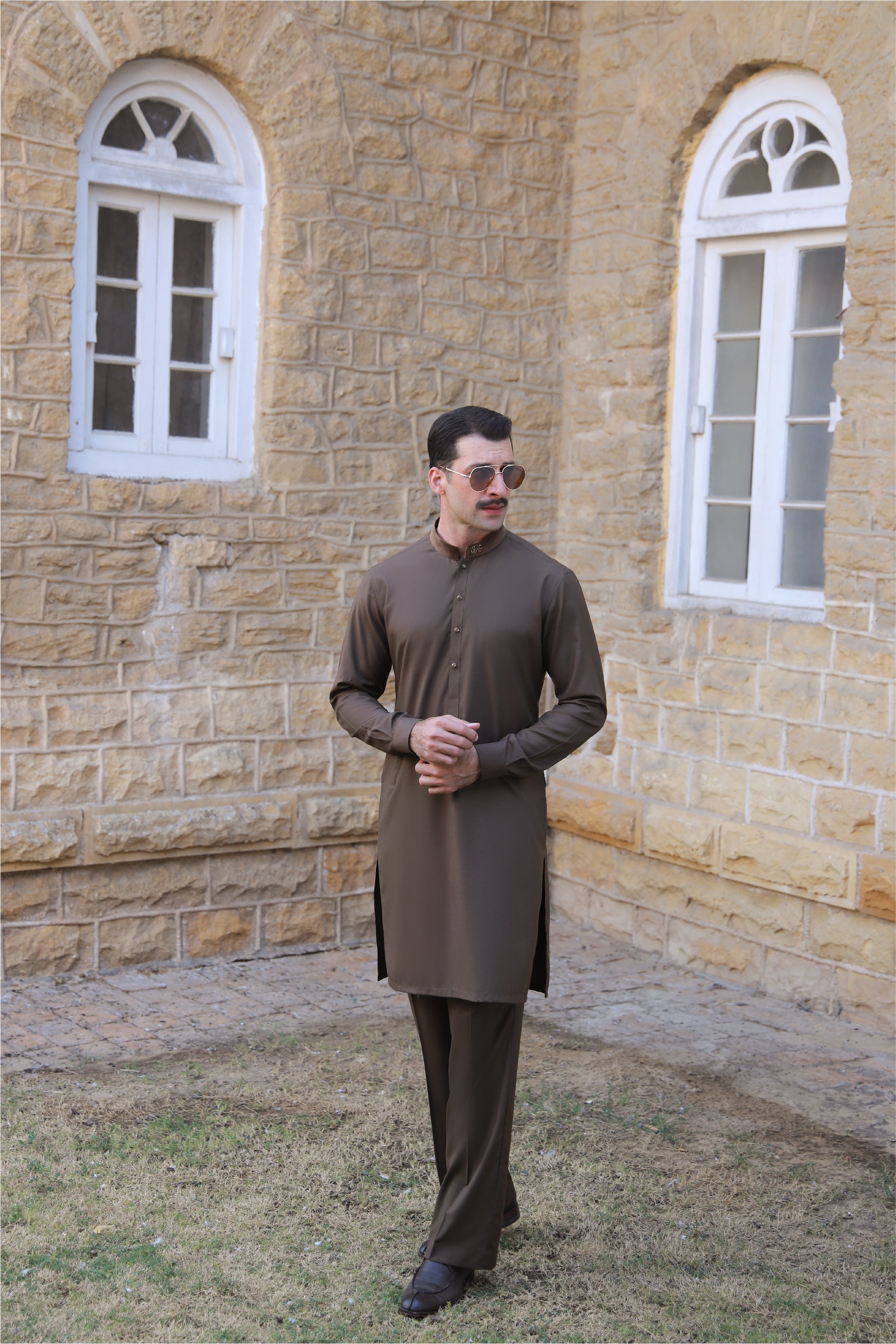 Brown Bosky Kurta Pajama (2-Piece) - Image 2