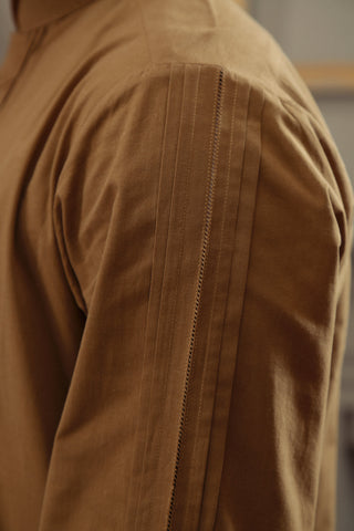 Light Brown Cotton Blend Kurta Trouser Set (2-Piece) - Image 4