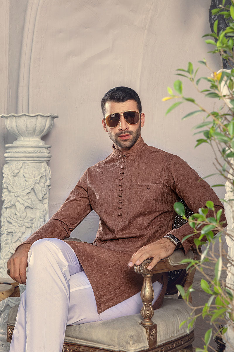 Brown Chikankari Cotton Kurta (2-Piece) - Image 3