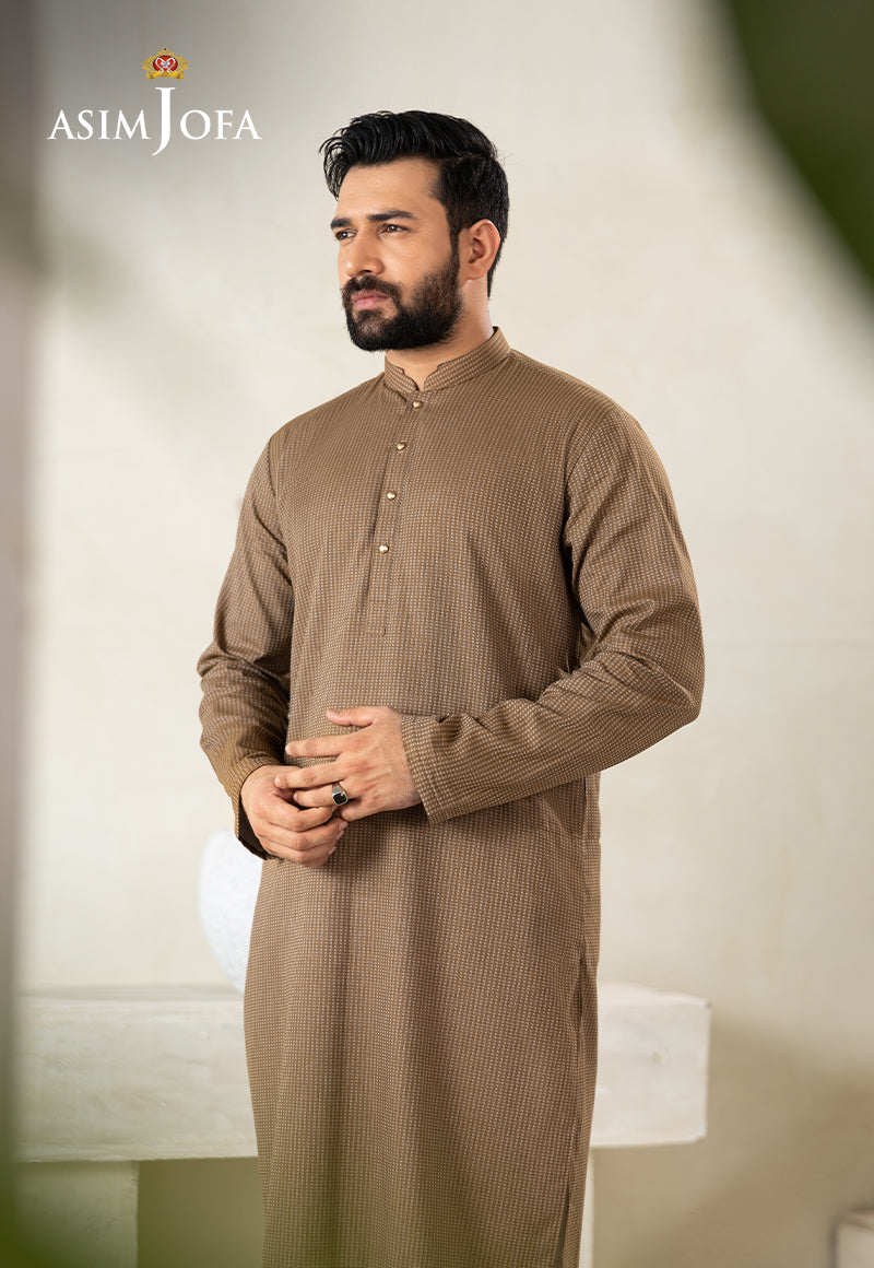 Brown Dobby Fabric Kurta Pajama (2-Piece) - Image 6