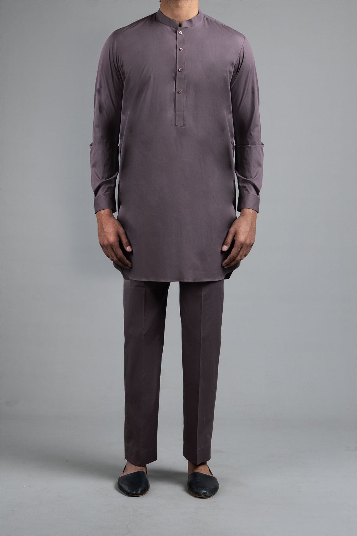 Brown Egyptian Cotton Kurta Pajama Set (2-Piece) - Image 2