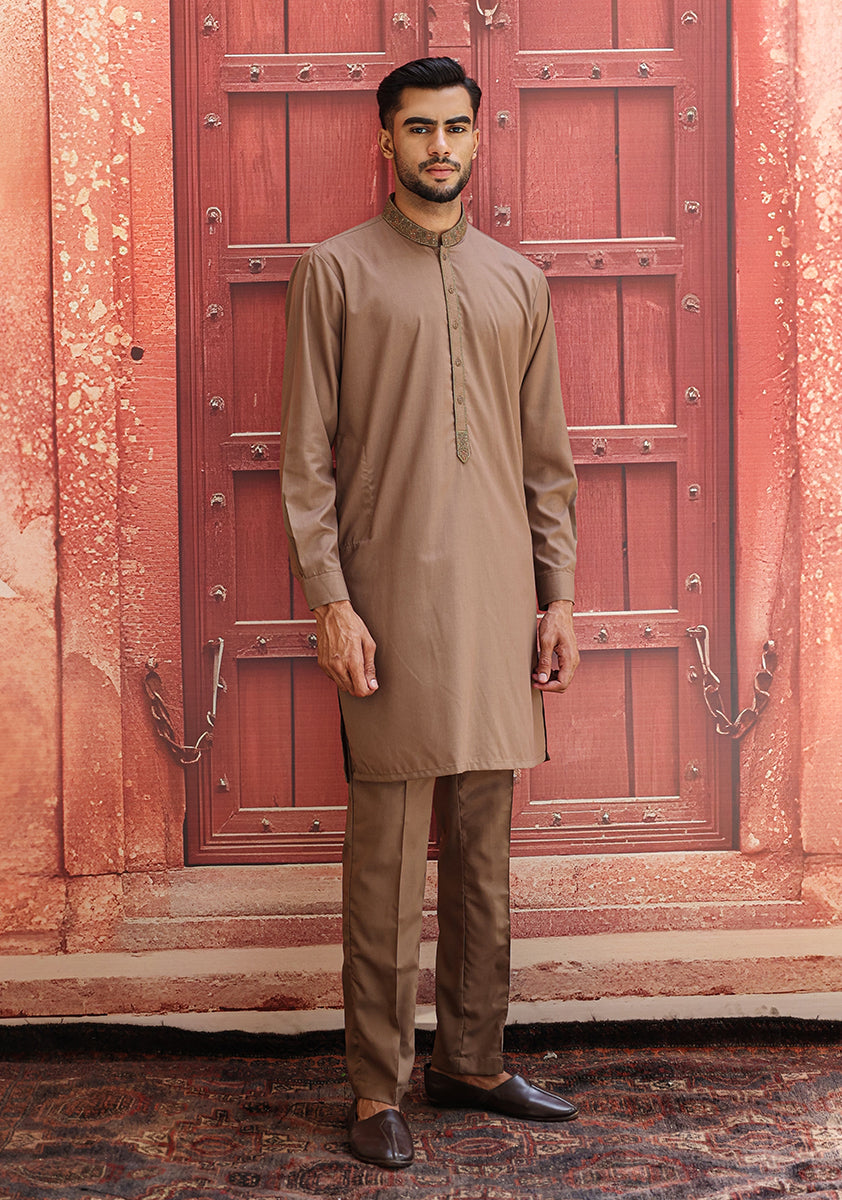 Wood Smoke Embroidered Poly Viscose Kurta Pajama (2-Piece) - Image 2