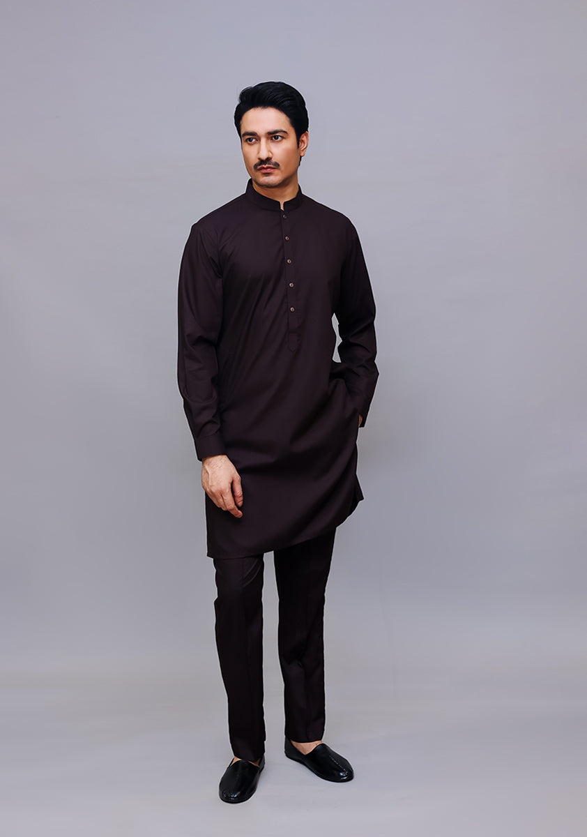 Coffee Brown Poly Viscose Kurta Pajama (2-Piece) - Image 1