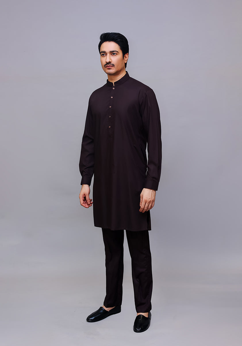Coffee Brown Poly Viscose Kurta Pajama (2-Piece) - Image 2