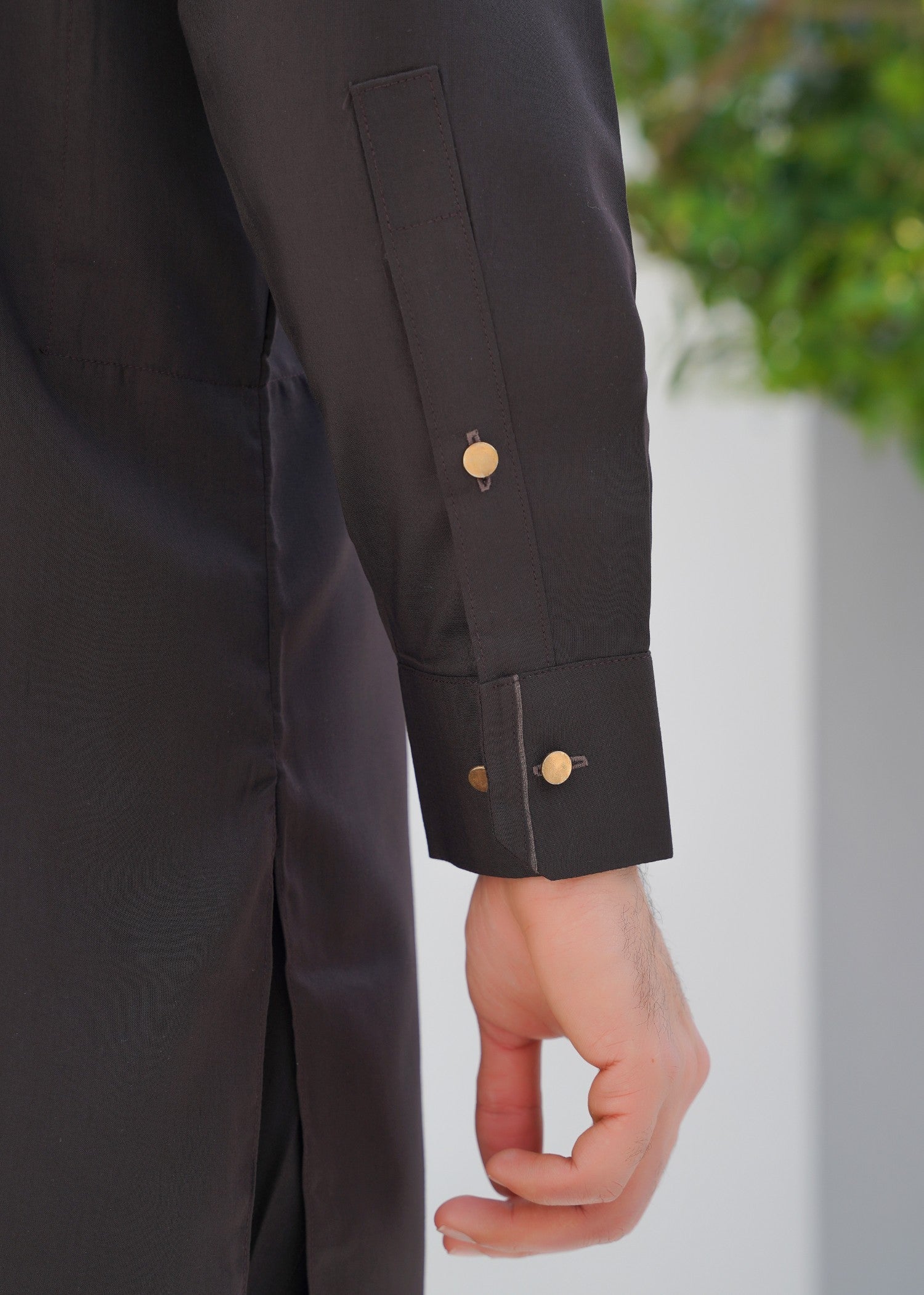 Dark Brown Embroidered Wash & Wear Kurta Pajama (2-Piece) - Image 5