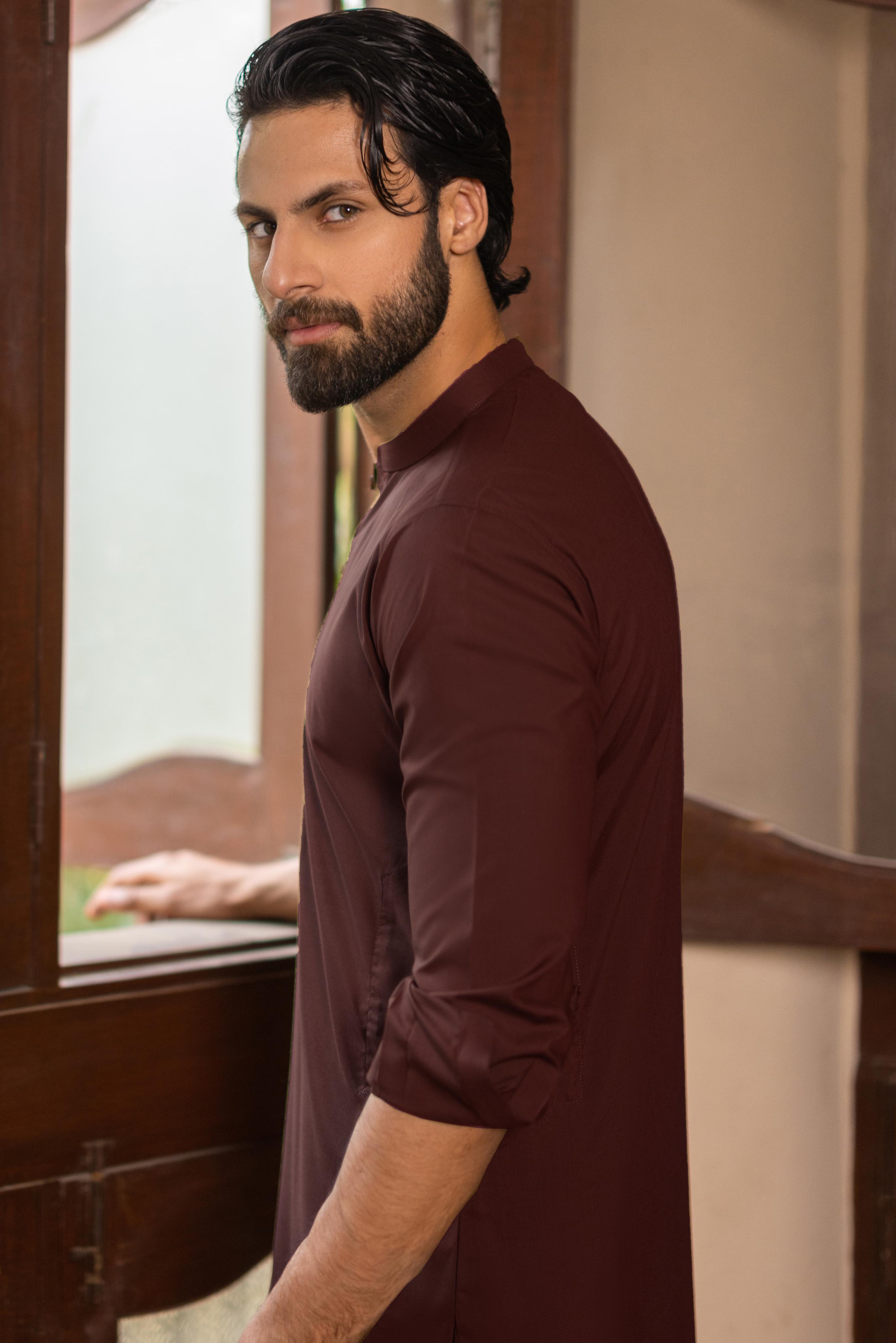 Brown Wash and Wear Kurta Pajama (2-Piece) - Image 2