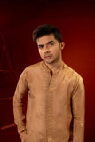 Brown Embroidered Silk Kurta Pajama (2-Piece) - Image 4