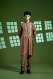 Brown Embroidered Cotton Net Kurta (2-Piece) - Image 3