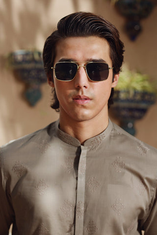 Light Brown Embroidered Egyptian Cotton Lawn Kurta (2-Piece) - Image 4