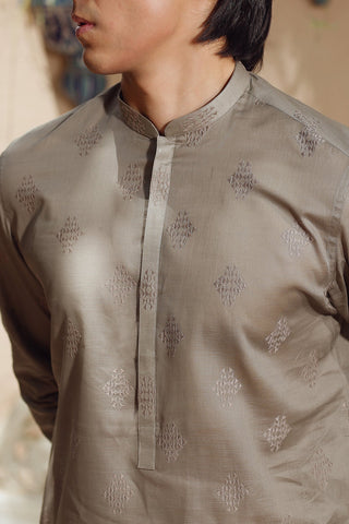 Light Brown Embroidered Egyptian Cotton Lawn Kurta (2-Piece) - Image 7