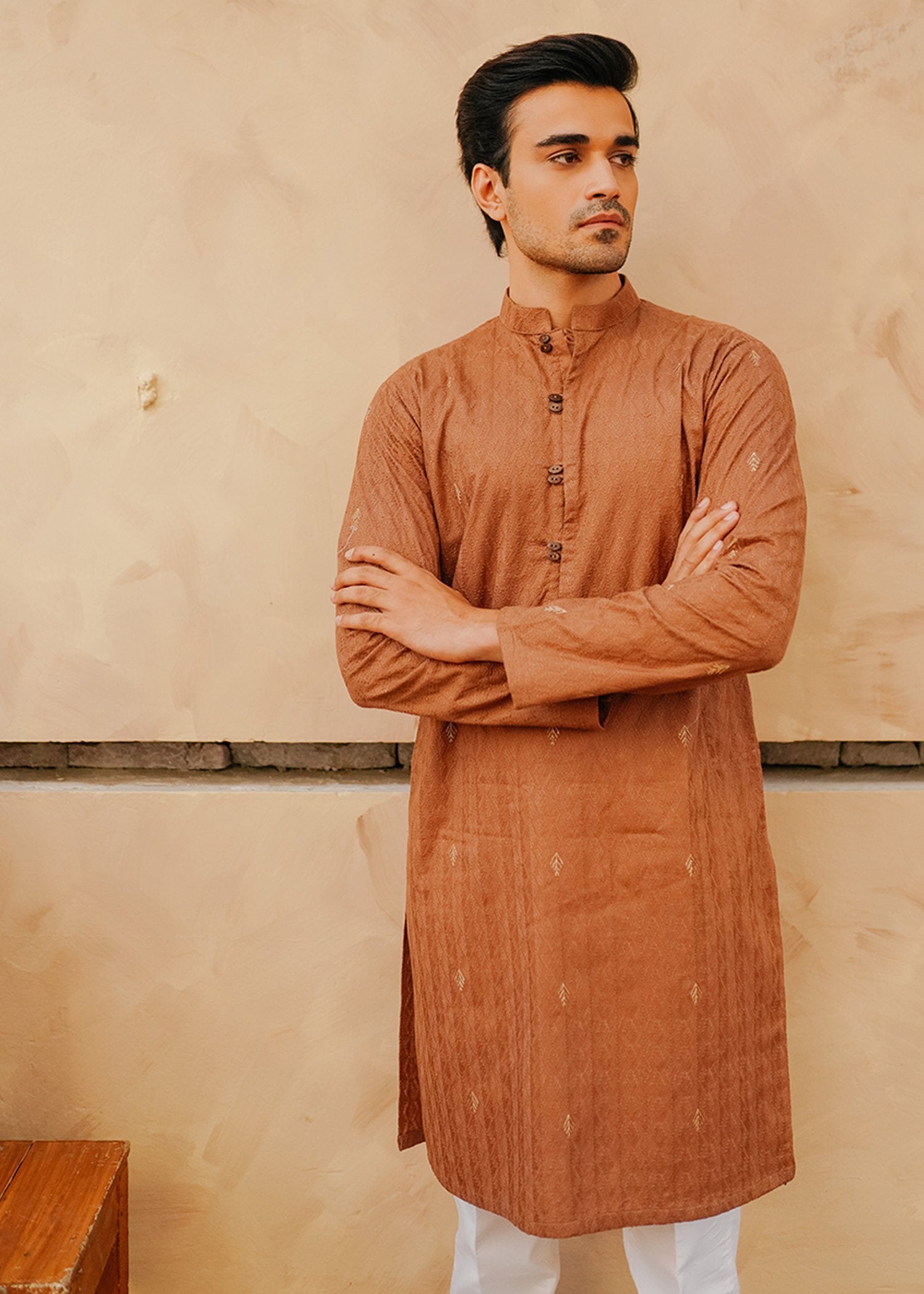 Brown Chikankari Lawn Kurta (2-Piece) - Image 2
