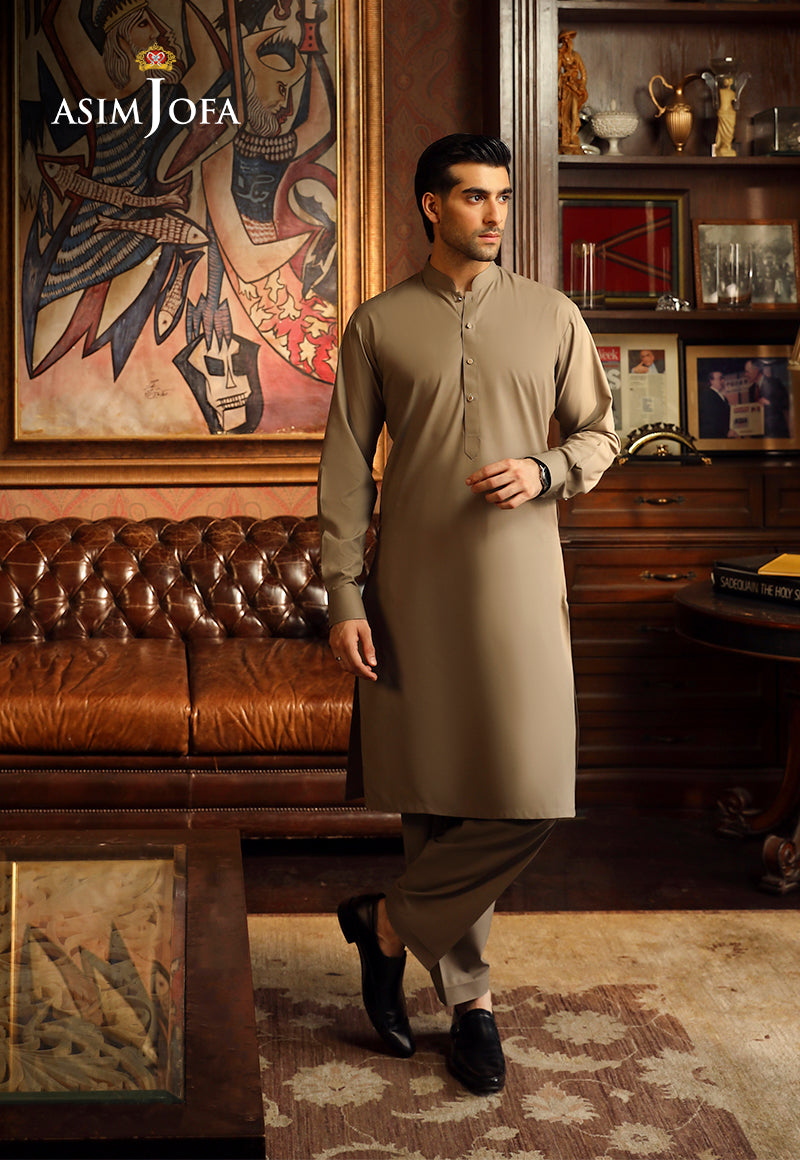 Brown Blended Fabric Shalwar Kameez (2-Piece) - Image 1