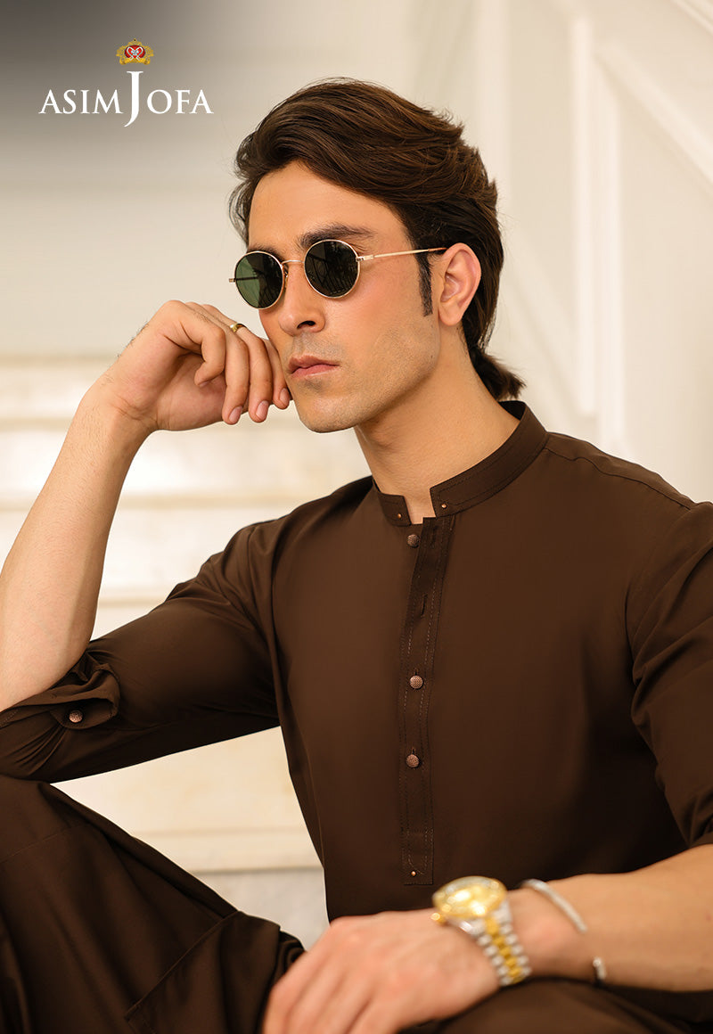 Brown Blended Fabric Kurta Shalwar (2-Piece) - Image 1
