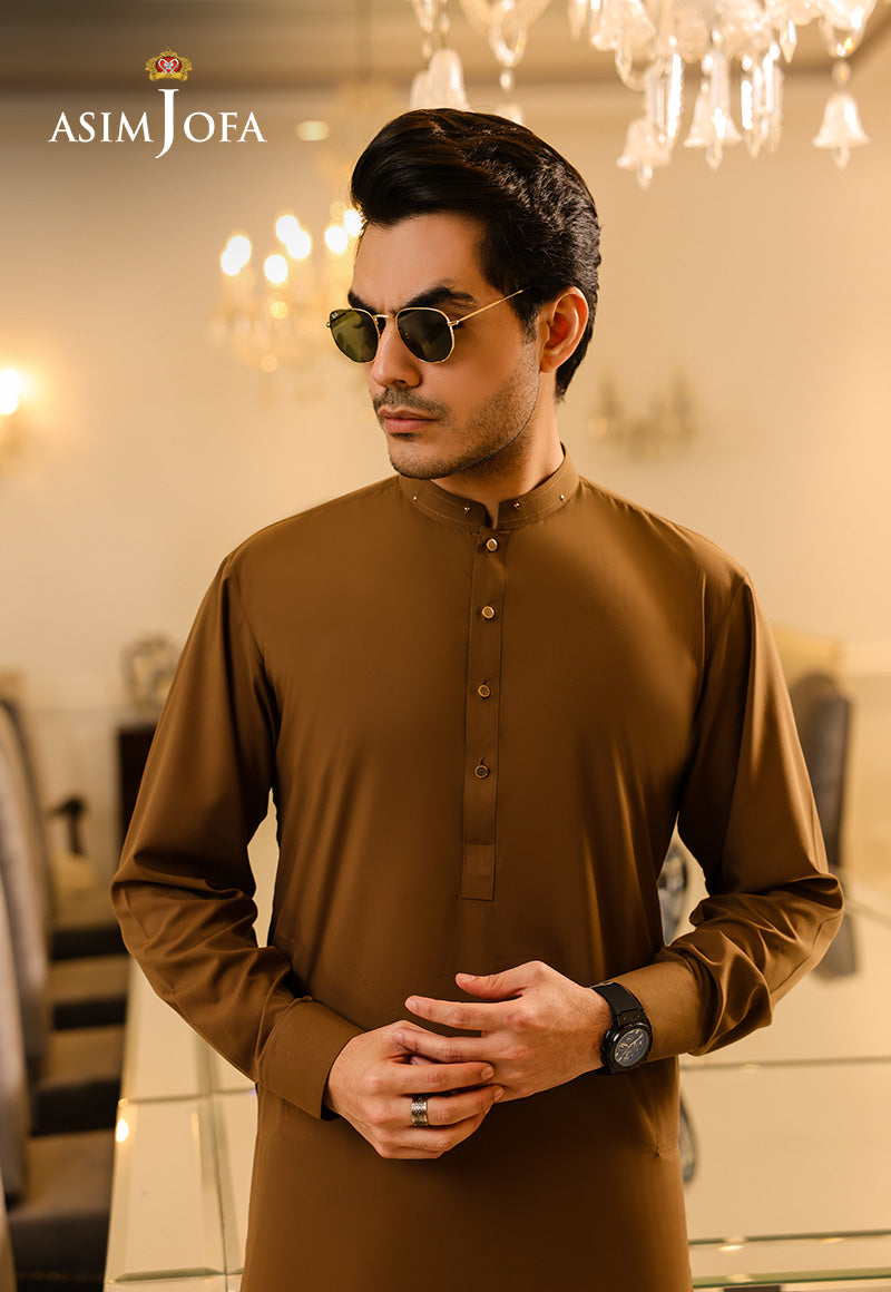 Cocoa Brown Blended Fabric Kurta Shalwar (2-Piece) - Image 5