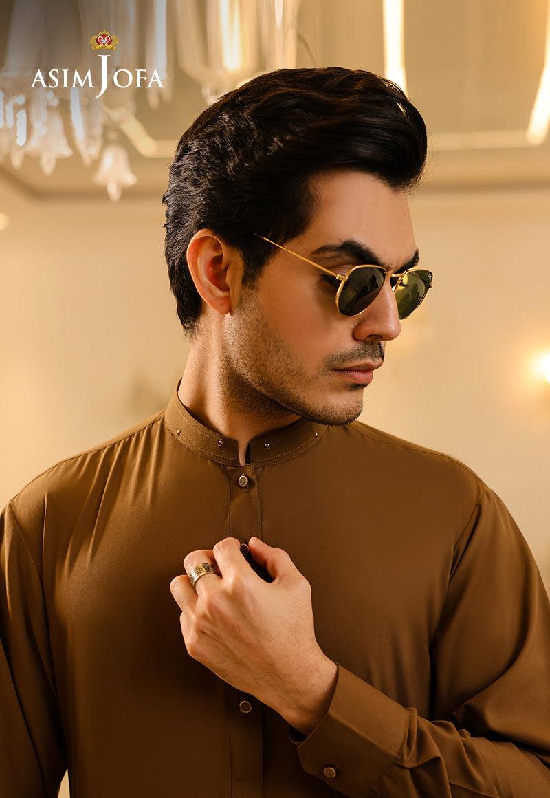 Cocoa Brown Blended Fabric Kurta Shalwar (2-Piece) - Image 6