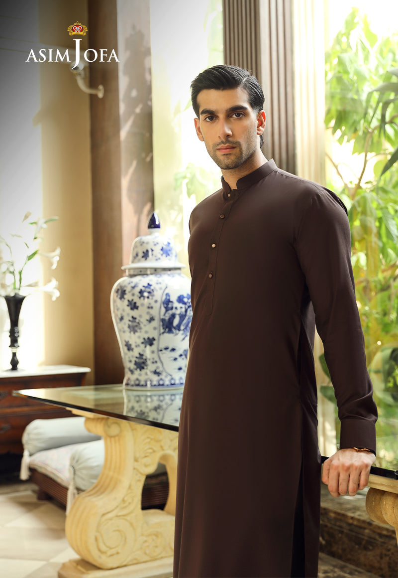 Dark Brown Blended Fabric Shalwar Kameez (2-Piece) - Image 1