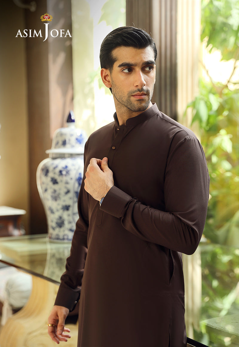 Dark Brown Blended Fabric Shalwar Kameez (2-Piece) - Image 2
